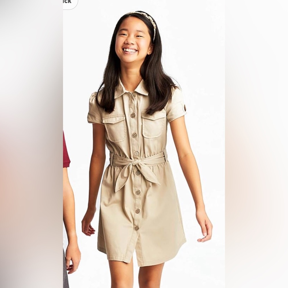 French Toast Tan Khaki Casual Kids Safari Dress School Uniform Classic Buttons